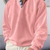 Men's Sweatshirt Pullover Black White Pink Red Royal Blue Polo Collar Solid Color Sports & Outdoor Streetwear Casual Big and Tall Essential Winter Fall Clothing Apparel Hoodies Sweatshirts Long