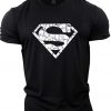 Men's Trend Loose Running Training Sports Short-sleeved T-shirt Letters Casual Cotton Round Neck Fitness T-shirt